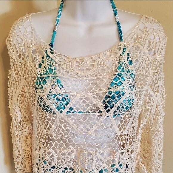 NEW Scoop Neck Woven Bathing Suit Beach Cover Up - Picture 9 of 11
